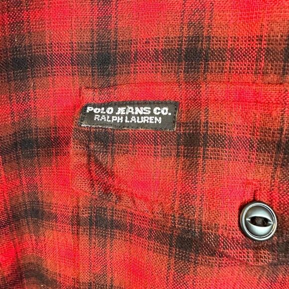 Polo‎ Jeans Ralph Lauren Vintage Red Flannel Shirt Men’s Large Read - Picture 3 of 8